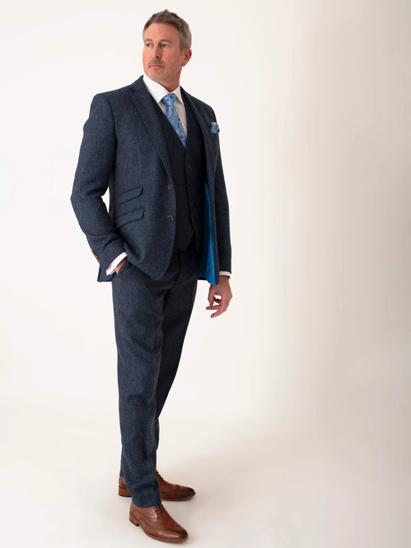 Blue Tweed Suit for Men