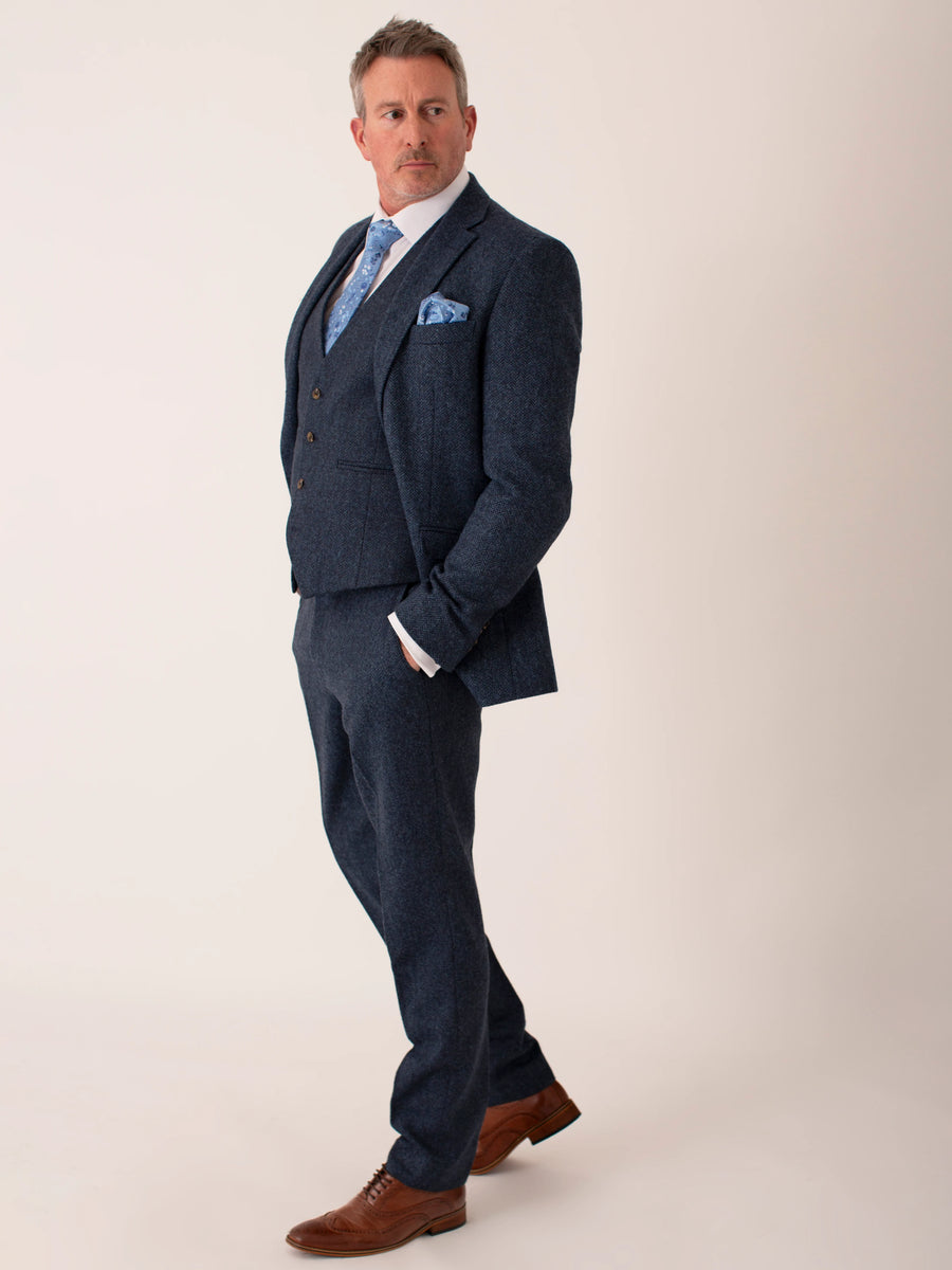 The Liam Suit - Blue Multi Tweed