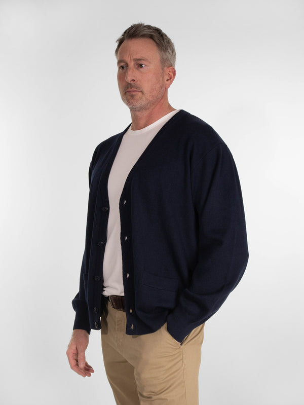 Franco Ponti Button Front Cardigan in Navy