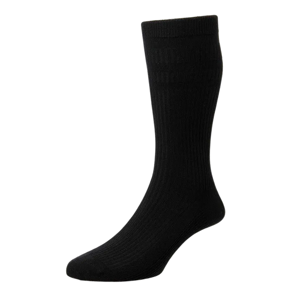 HJ Hall HJ191 Soft Top Extra Wide Sock for Men in Black