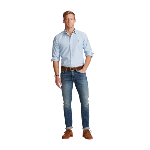 Polo Ralph Lauren Custom Fit Oxford Long Sleeve Shirt in Blue