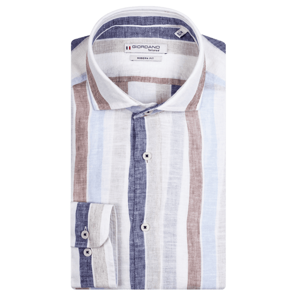 Giordano Linen Stripe Long Sleeve Shirt for Men