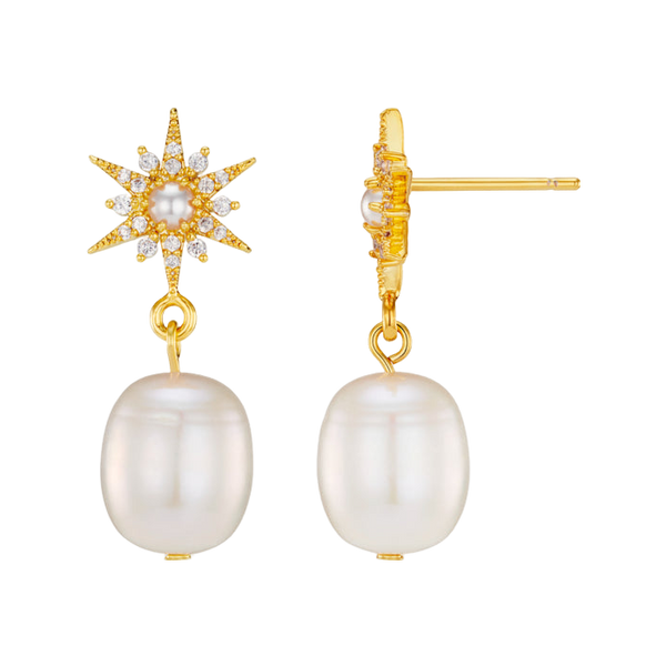 Orelia Jewellery Pave Starburst & Pearl Drop Earrings