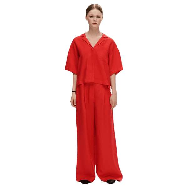 Selected Femme Lyra High-Waisted Wide-Leg Linen Trousers