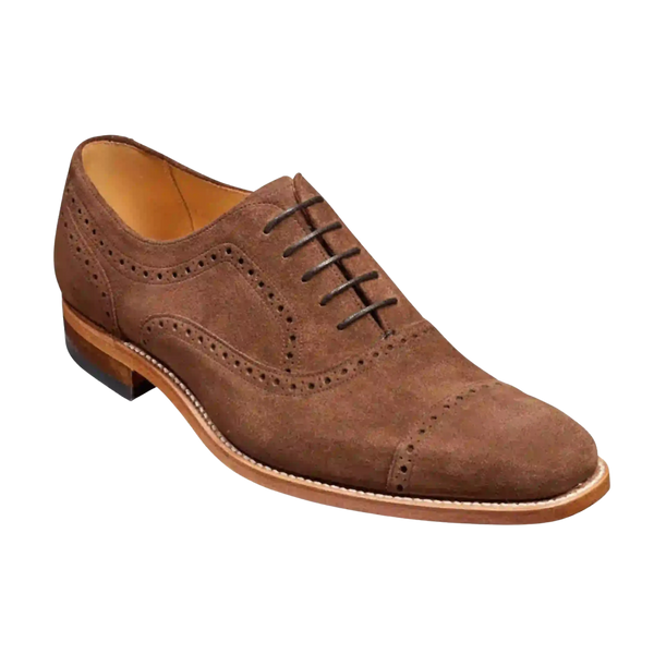 Barker Luke Oxford Brogue Shoes in Brown Suede