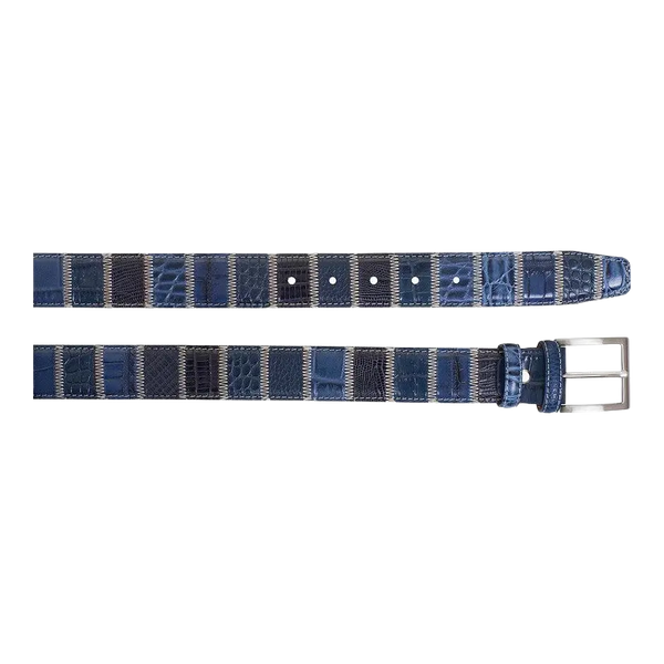 Robert Charles Patchwork Belt in Navy
