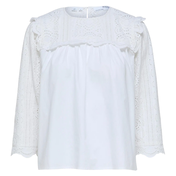 Selected Femme Violette Broderie Anglaise Blouse for Women