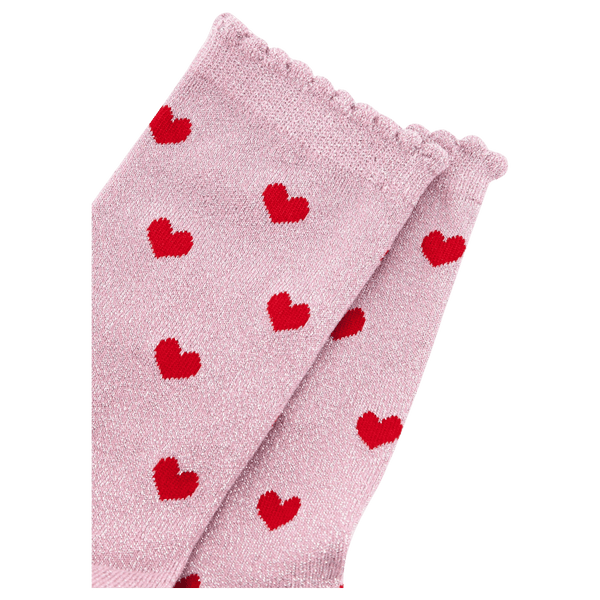 Miss Shorthair Cotton Blend Glitter Heart Print Socks for Women