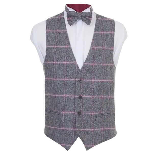 Tweed Waistcoat in Pink Check