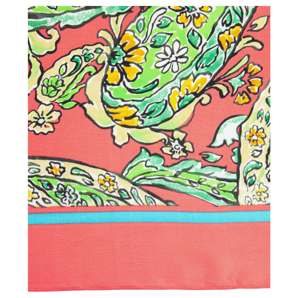 Miss Shorthair Silk Textured Paisley Print Scarf