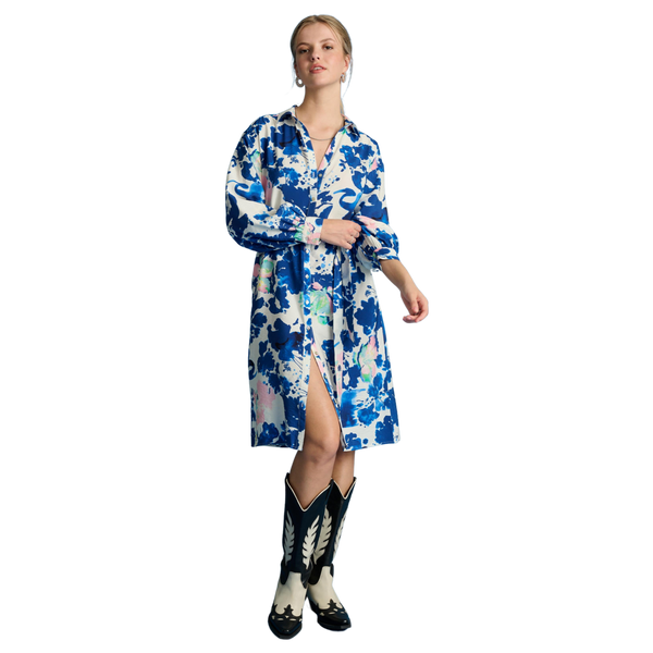 POM Amsterdam Crane Birds Blue Dress