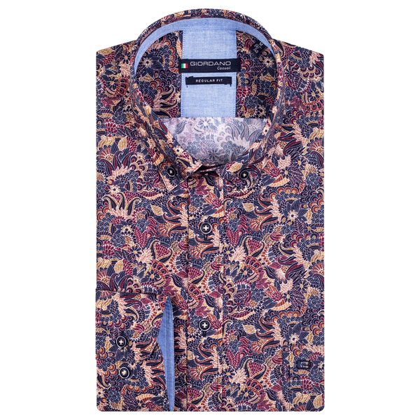 Giordano Wild Flower Print Long Sleeve Shirt for Men