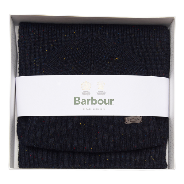 Barbour Carlton Fleck Beanie & Scarf Gift Set