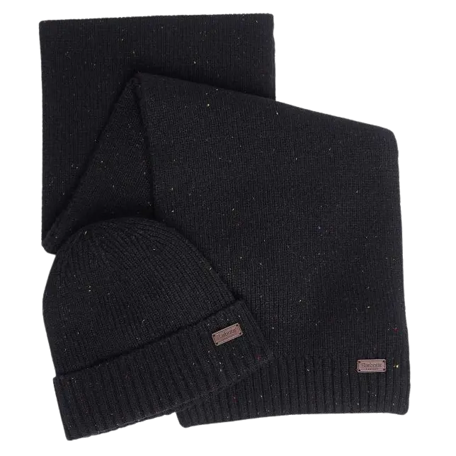 Barbour Carlton Fleck Beanie & Scarf Gift Set For Men Coes