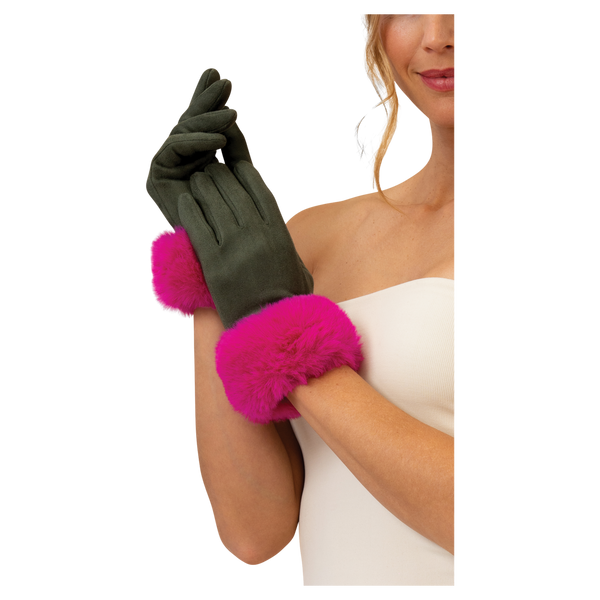 Powder Bettina Faux Suede/faux Fur Gloves