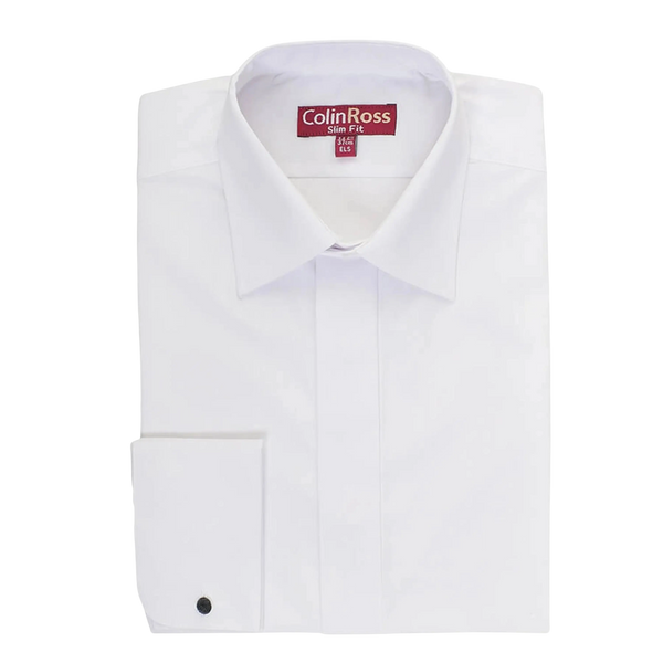 Plain Tailored Standard Collar Shirt for Men in White X-Long Fit