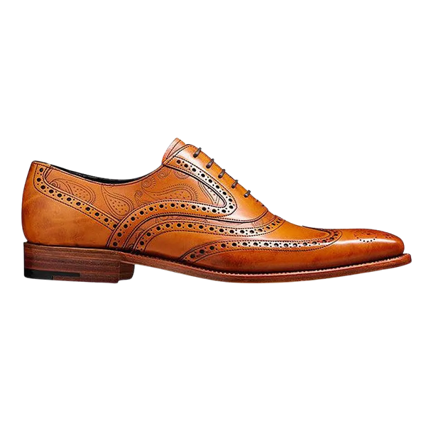 Barker McClean Paisley Brogue Shoes in Tan