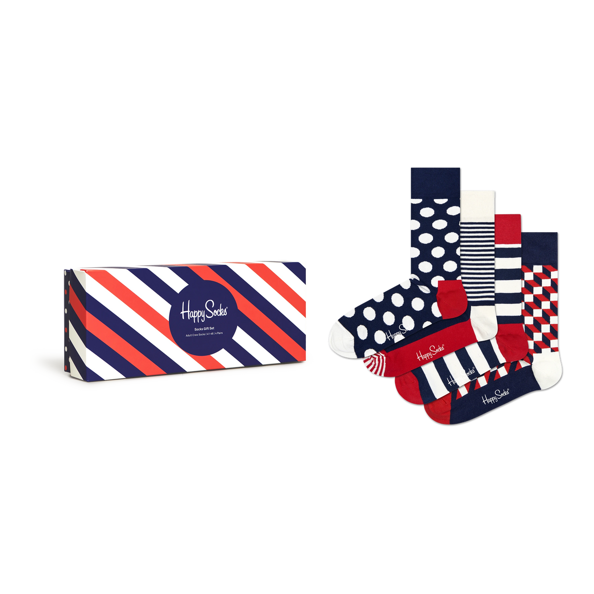 Happy Socks 4 Pack Classic Navy Socks Gift Set For Men Coes