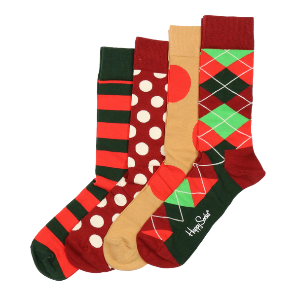 Happy Socks 4 Pack Holiday Classics Gift Set for Men