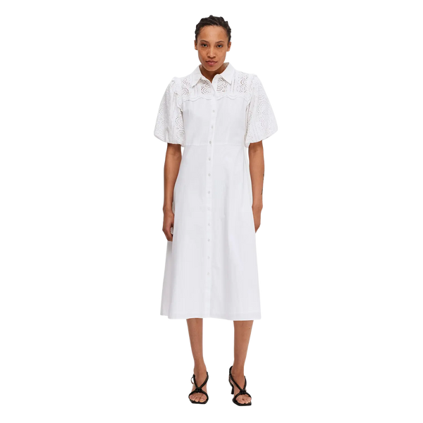 Selected Femme Violette Broderie Anglaise Short Sleeved Dress for Women