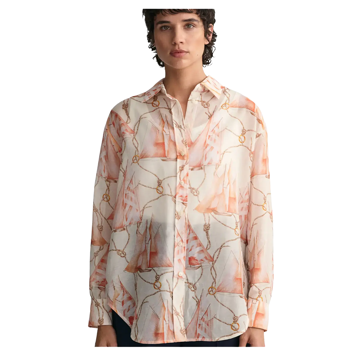 Gant Relaxed Fit Sailing Print Cotton Silk Shirt Coes