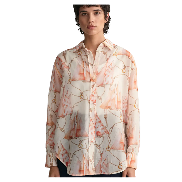 GANT Relaxed Fit Sailing Print Cotton Silk Shirt for Women