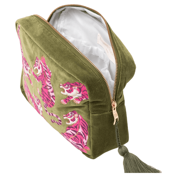 Elizabeth Scarlett Wild Tiger Velvet Wash Bag