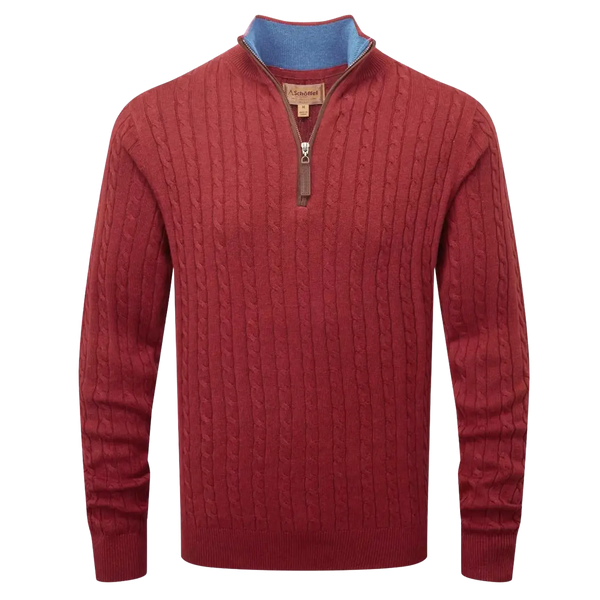 Schöffel Cotton Cashmere Cable 1/4 Zip Jumper for Men