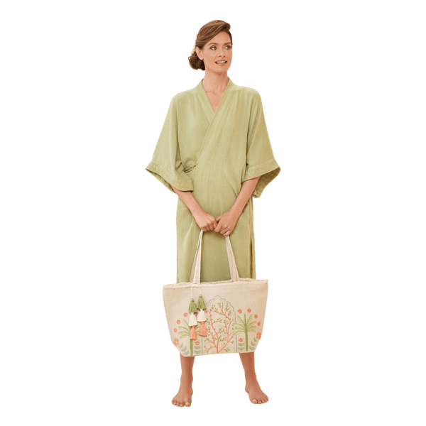 Powder Jute Beach Paradise Palms Tote