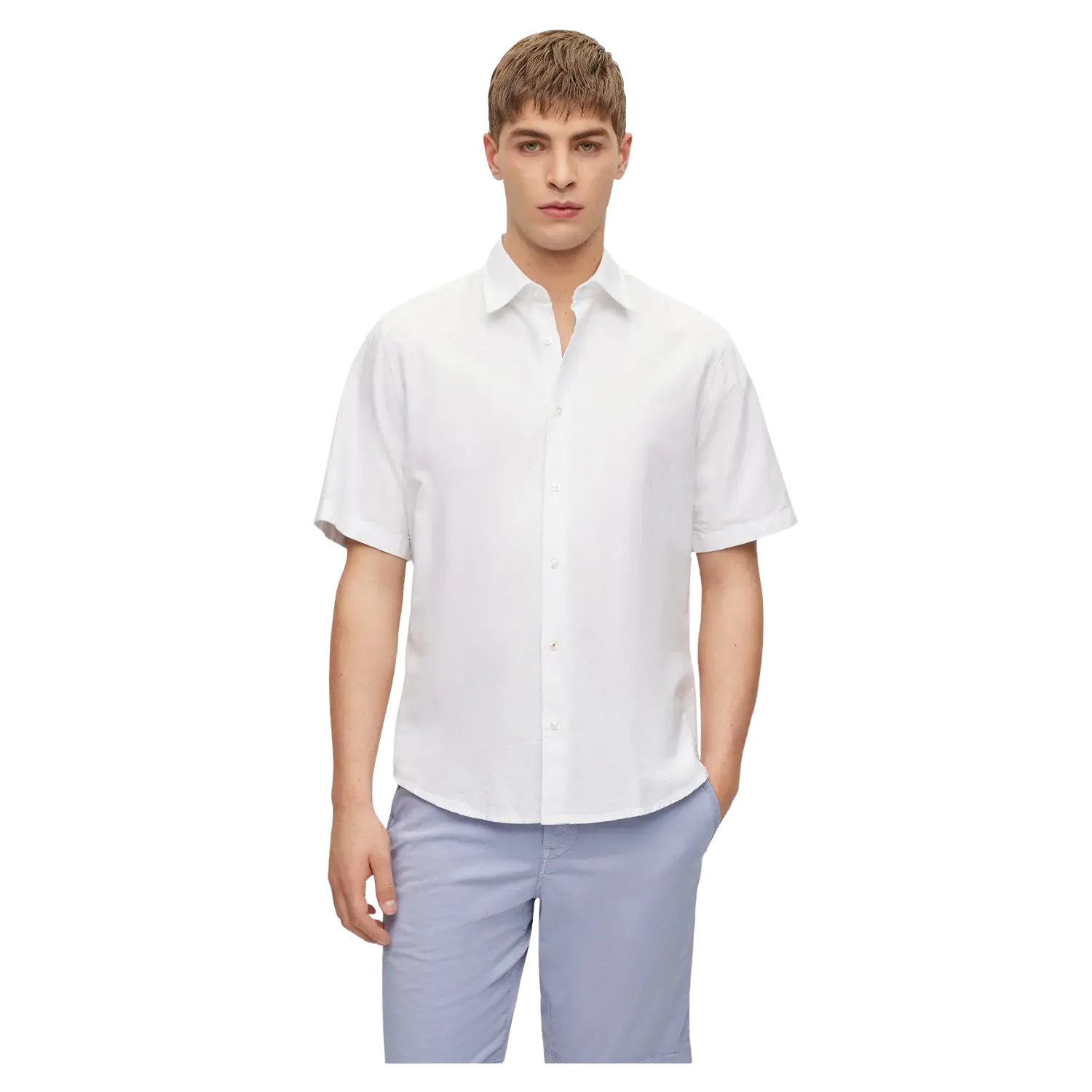 Hugo boss short sleeve shirt white deals
