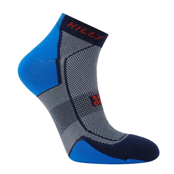 Hilly Pace Quarter Socks for Men in Charcoal & Blue