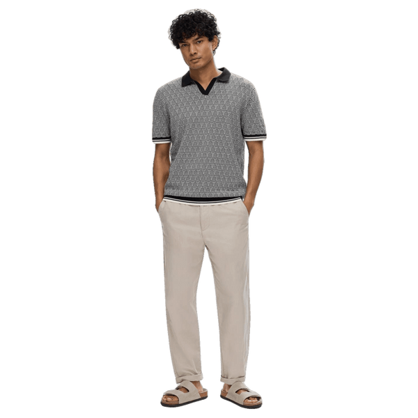 Selected Wifi Short Sleeve Knitted Open Polo Shirt for Men