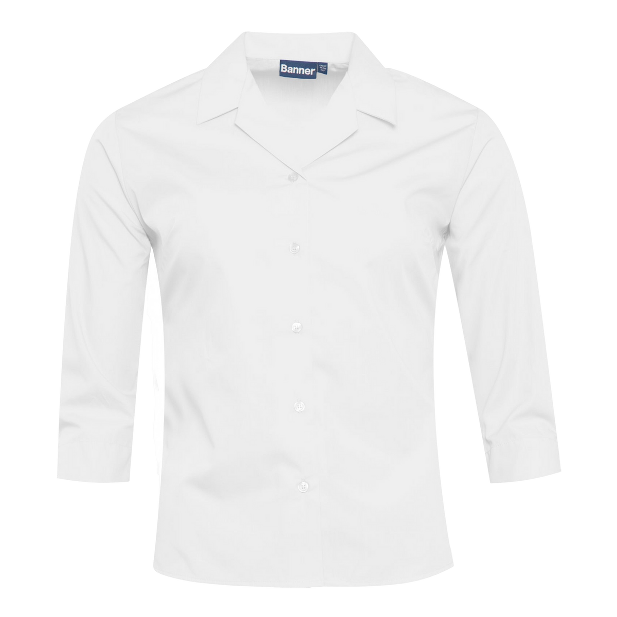 Girls’ School ¾ Sleeve Semi-fitted Blouse in White – Twin Pack