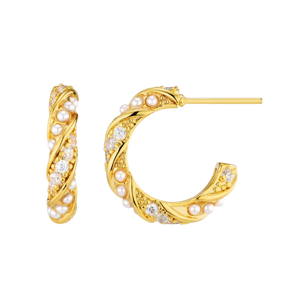 Orelia Jewellery Pearl & Crystal Woven Twist Hoop
