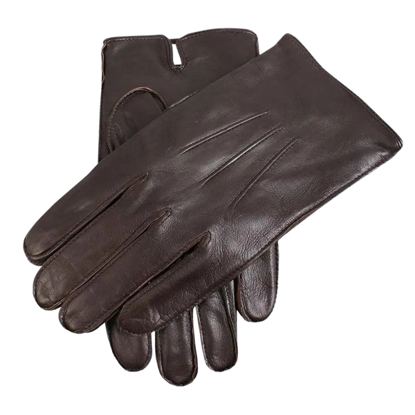 Dents Fleece Lined Leather Gloves for Men in Brown