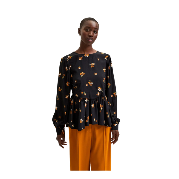 Selected Femme Long Sleeve Peplum Blouse