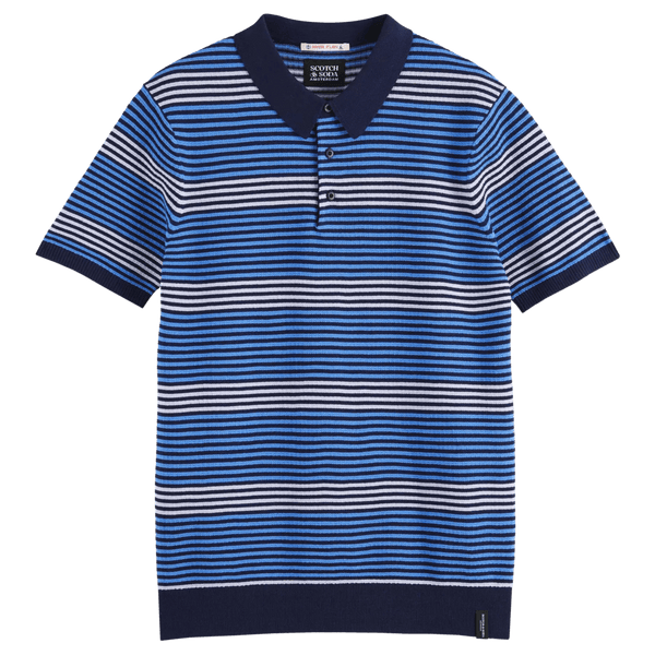 Scotch & Soda Structured Stripe Knitted Polo for Men