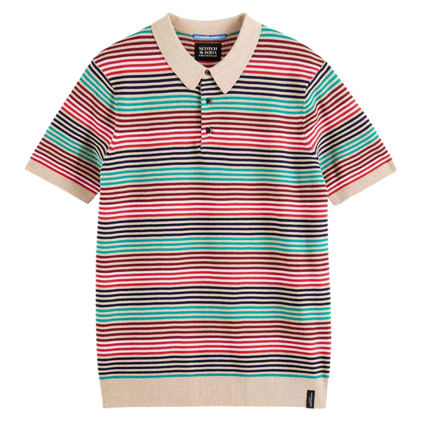 Scotch & Soda Structured Stripe Knitted Polo