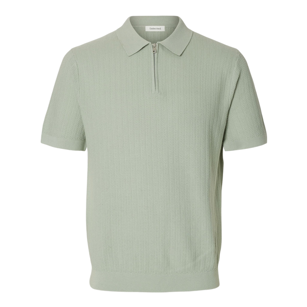 Selected Cran Short Sleeve Knit Structure Zip Polo