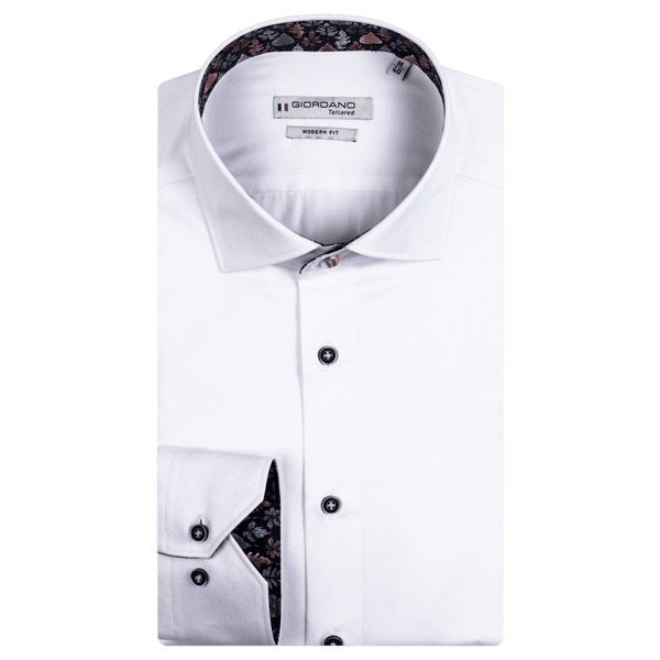 Giordano Superfine Twill Long Sleeve Shirt With Trim