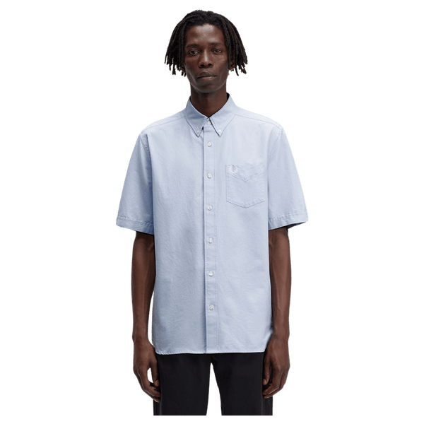 Fred Perry Short Sleeve Oxford Short Sleeve Shirt in Light Smoke for Men