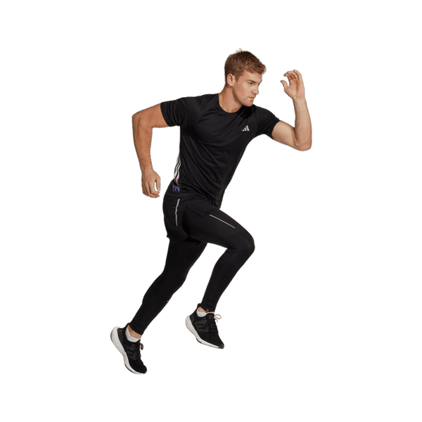 Adidas Run Icon Three Stripes Short Sleeve Running Tee for Men