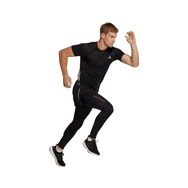 Adidas Run Icon Three Stripes Short Sleeve Running Tee