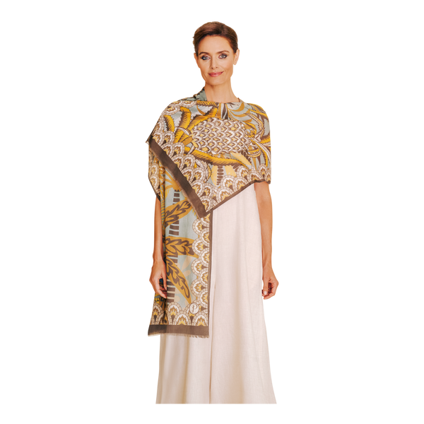 Powder Patterned Palms Cotton Scarf