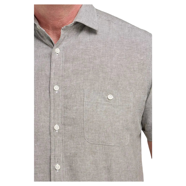 Double Two Short Sleeve Linen Blend Shirt