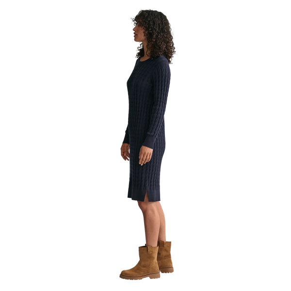 GANT Stretch Cotton Cable Crew Neck Dress