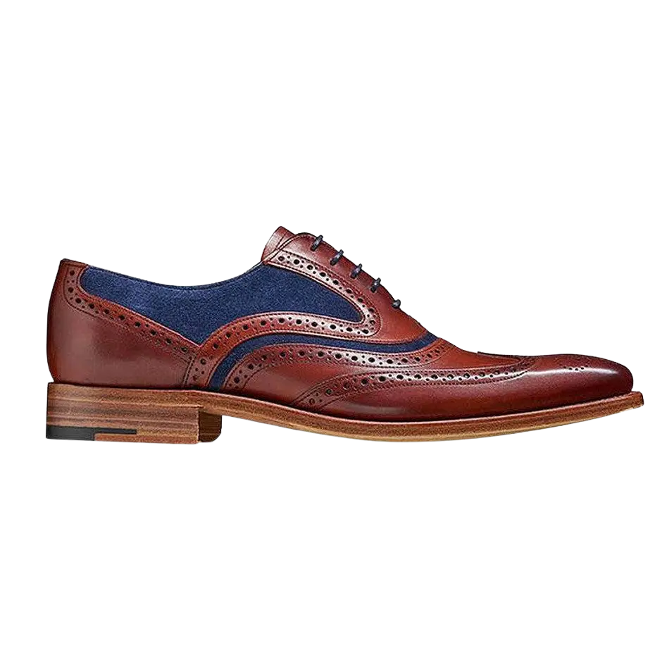 Barker Mcclean Brogue Shoes In Rosewood And Navy Coes
