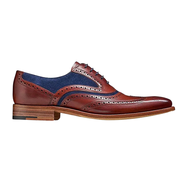 Barker McClean Brogue Shoes for Men in Rosewood and Navy