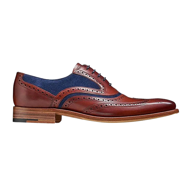 Barker McClean Brogue Shoes in Rosewood and Navy