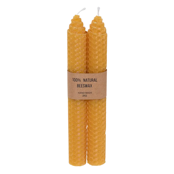 Set Of 2 Yellow Beeswax Candles